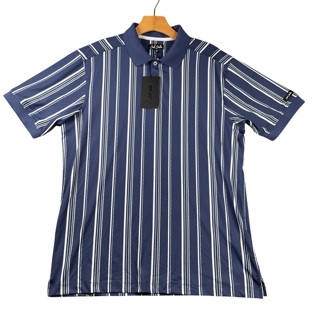 Bad Birdie Navy Blue and White Striped Polo Shirt